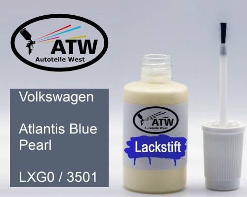 Volkswagen, Atlantis Blue Pearl, LXG0 / 3501: 20ml Lackstift, von ATW Autoteile West.